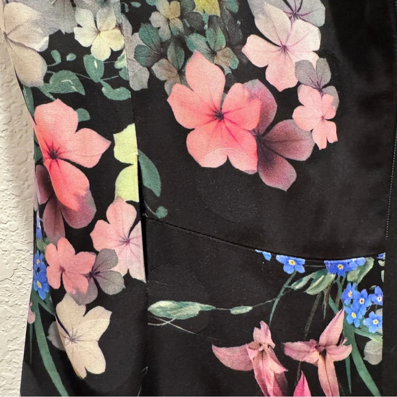 Ted Baker London Carmylle Midi Tea Dress Black Floral Multi Size 3 (6-8) NO BELT - Picture 5 of 15
